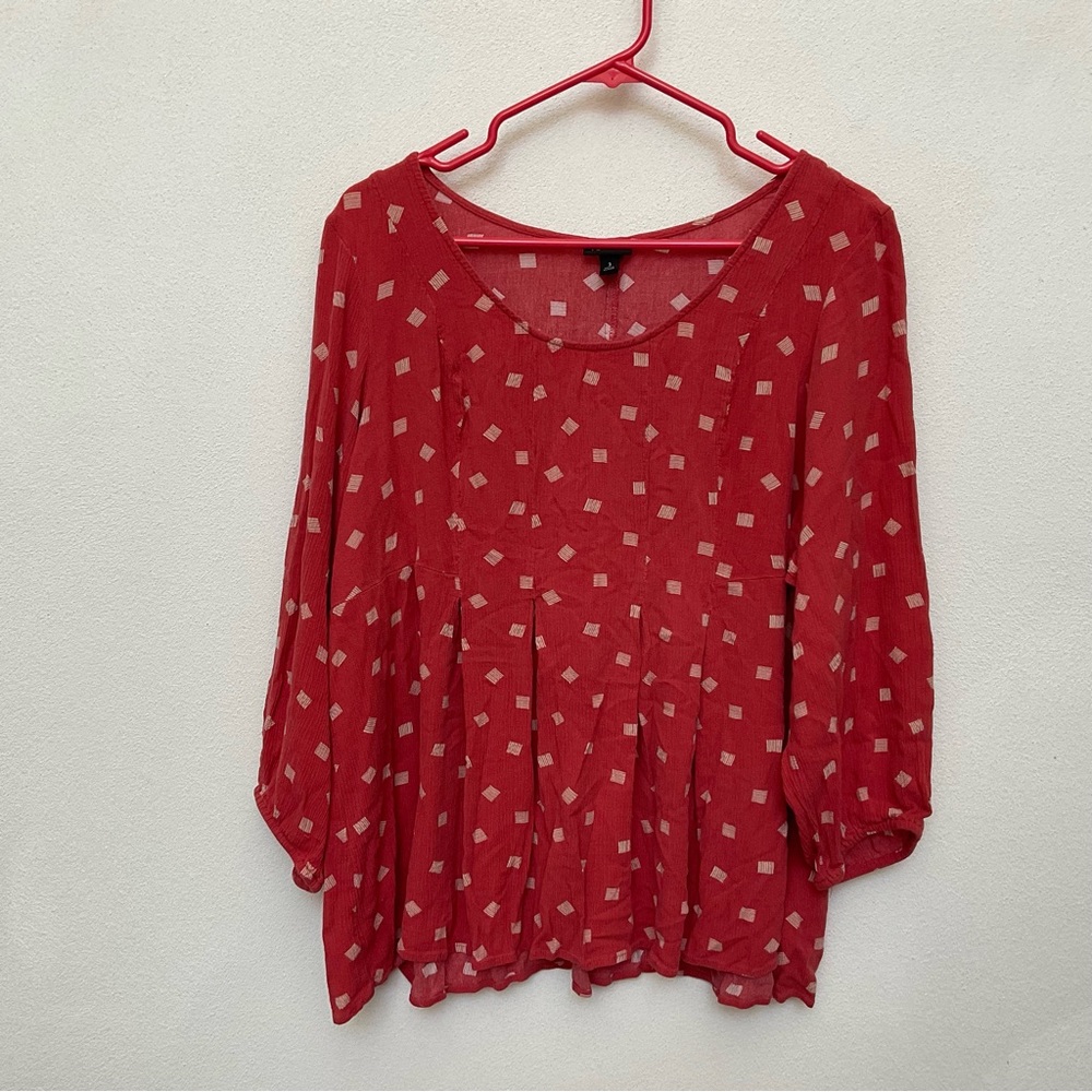 Torrid Orange Geometric Square Pleated Bottom Top Size 3X Spring Fall Transition